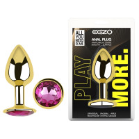 Анальна пробка з кристалом EGZO - Gold Round Plug Rose size S