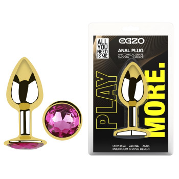 Анальна пробка з кристалом EGZO - Gold Round Plug Rose size S