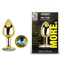 Анальная пробка с кристаллом EGZO - Gold Round Plug Rainbow size S