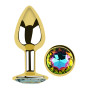 Анальная пробка с кристаллом EGZO - Gold Round Plug Rainbow size S