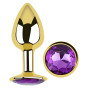 Анальная пробка с кристаллом EGZO - Gold Round Plug Purple size S