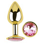 Анальная пробка с кристаллом EGZO - Gold Round Plug Pink size S