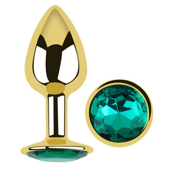 Анальная пробка с кристаллом EGZO - Gold Round Plug Marine size S