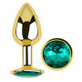 Анальная пробка с кристаллом EGZO - Gold Round Plug Marine size S