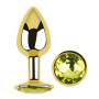 Анальная пробка с кристаллом EGZO - Gold Round Plug Lime size S