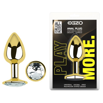 Анальна пробка з кристалом EGZO - Gold Round Plug Clear size S