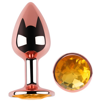 Анальная пробка с кристаллом EGZO - Rose Gold Round Plug Yellow size S