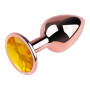 Анальная пробка с кристаллом EGZO - Rose Gold Round Plug Yellow size S