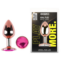 Анальная пробка с кристаллом EGZO - Rose Gold Round Plug Rose size S