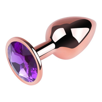 Анальная пробка с кристаллом EGZO - Rose Gold Round Plug Purple size S