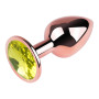 Анальная пробка с кристаллом EGZO - Rose Gold Round Plug Lime size S