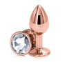 Анальная пробка с кристаллом EGZO - Rose Gold Round Plug Clear size S