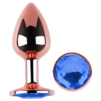 Анальная пробка с кристаллом EGZO - Rose Gold Round Plug Blue size S