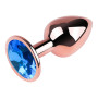 Анальная пробка с кристаллом EGZO - Rose Gold Round Plug Blue size S
