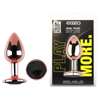 Анальна пробка з кристалом EGZO - Rose Gold Round Plug Black size S