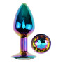 Анальная пробка с кристаллом EGZO - Multicolor Round Plug Rainbow size S