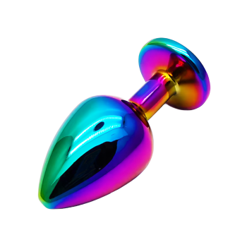Анальная пробка с кристаллом EGZO - Multicolor Round Plug Rainbow size S