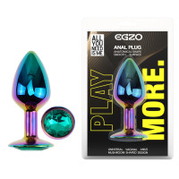 Анальна пробка з кристалом EGZO - Multicolor Round Plug Marine size S