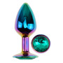 Анальная пробка с кристаллом EGZO - Multicolor Round Plug Marine size S