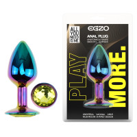 Анальная пробка с кристаллом EGZO - Multicolor Round Plug Lime size S