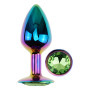 Анальная пробка с кристаллом EGZO - Multicolor Round Plug Green size S