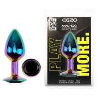 Анальна пробка з кристалом EGZO - Multicolor Round Plug Blue size S