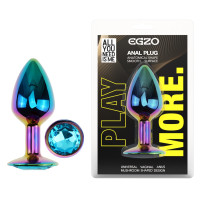 Анальна пробка з кристалом EGZO - Multicolor Round Plug Aqua size S