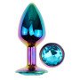 Анальная пробка с кристаллом EGZO - Multicolor Round Plug Aqua size S