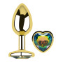 Анальная пробка с кристаллом EGZO - Gold Heart Plug Rainbow size S