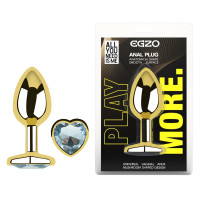 Анальная пробка с кристаллом EGZO - Gold Heart Plug Clear size S