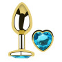 Анальная пробка с кристаллом EGZO - Gold Heart Plug Aqua size S