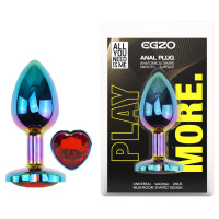 Анальна пробка з кристалом EGZO - Multicolor Heart Plug Red size S