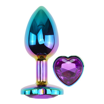 Анальная пробка с кристаллом EGZO - Multicolor Heart Plug Purple size S