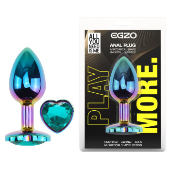 Анальна пробка з кристалом EGZO - Multicolor Heart Plug Marine size S