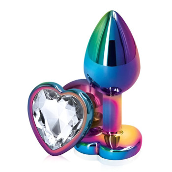 Анальная пробка с кристаллом EGZO - Multicolor Heart Plug Clear size S