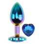 Анальная пробка с кристаллом EGZO - Multicolor Heart Plug Blue size S
