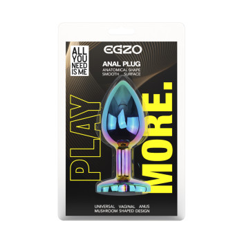 Анальная пробка с кристаллом EGZO - Multicolor Heart Plug Blue size S