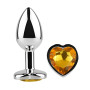 Анальная пробка с кристаллом EGZO - Silver Heart Plug Yellow size S