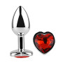 Анальная пробка с кристаллом EGZO - Silver Heart Plug Red size S