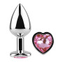 Анальная пробка с кристаллом EGZO - Silver Heart Plug Pink size S