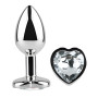 Анальная пробка с кристаллом EGZO - Silver Heart Plug Clear size S