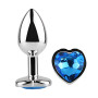 Анальная пробка с кристаллом EGZO - Silver Heart Plug Blue size S