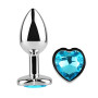Анальная пробка с кристаллом EGZO - Silver Heart Plug Aqua size S