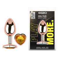 Анальна пробка з кристалом EGZO - Rose Gold Heart Plug Yellow size S