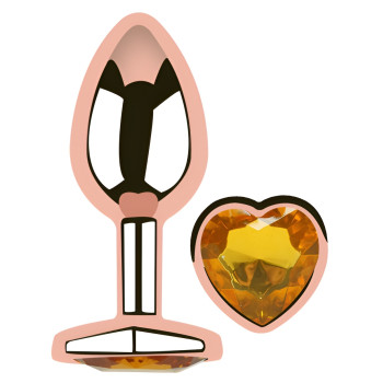 Анальная пробка с кристаллом EGZO - Rose Gold Heart Plug Yellow size S