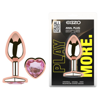 Анальна пробка з кристалом EGZO - Rose Gold Heart Plug Pink size S