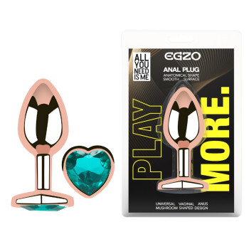 Анальна пробка з кристалом EGZO - Rose Gold Heart Plug Marine size S