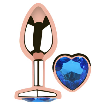 Анальная пробка с кристаллом EGZO - Rose Gold Heart Plug Blue size S