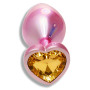 Анальная пробка с кристаллом EGZO - Pink Perl Heart Plug Yellow, size S