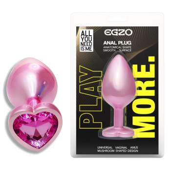 Анальна пробка з кристалом EGZO - Pink Perl Heart Plug Rose, size S